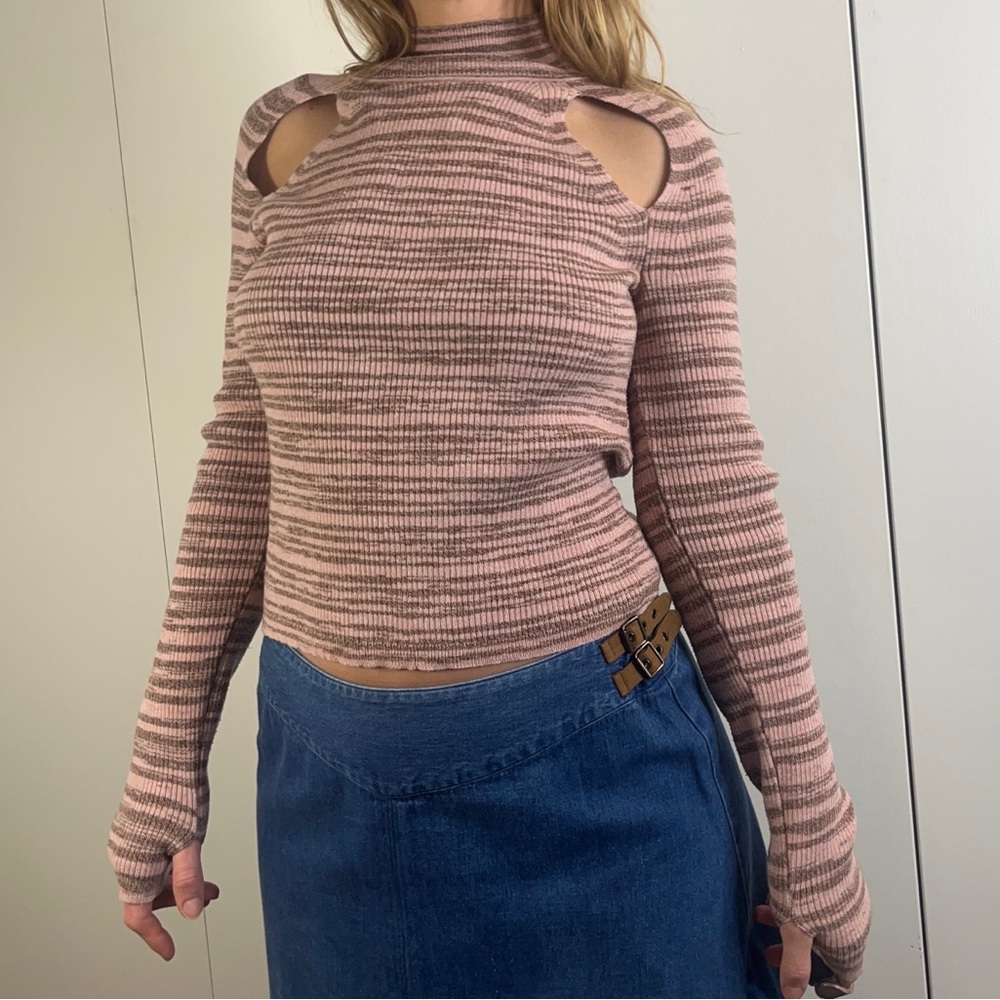 Wild Fable long sleeve stripe mock neck top
